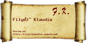 Filyó Klaudia névjegykártya